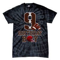 9th Birthday Football Lover Theme 9 Years Old Gift Tie-Dye T-Shirt