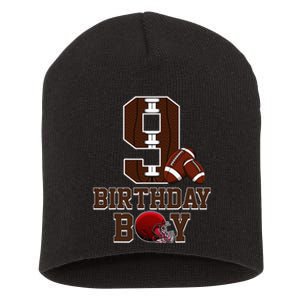 9th Birthday Football Lover Theme 9 Years Old Gift Short Acrylic Beanie