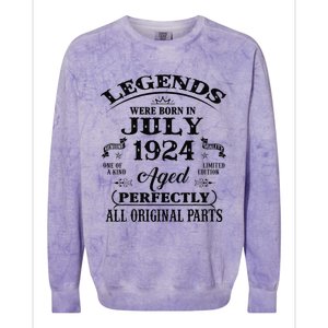 99th Birthday Gift Legends Born In July 1924 99 Years Old Colorblast Crewneck Sweatshirt