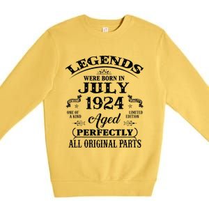 99th Birthday Gift Legends Born In July 1924 99 Years Old Premium Crewneck Sweatshirt