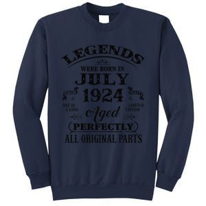 99th Birthday Gift Legends Born In July 1924 99 Years Old Sweatshirt