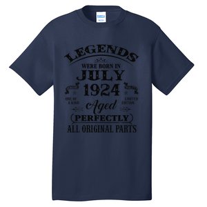 99th Birthday Gift Legends Born In July 1924 99 Years Old Tall T-Shirt