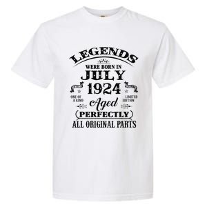 99th Birthday Gift Legends Born In July 1924 99 Years Old Garment-Dyed Heavyweight T-Shirt