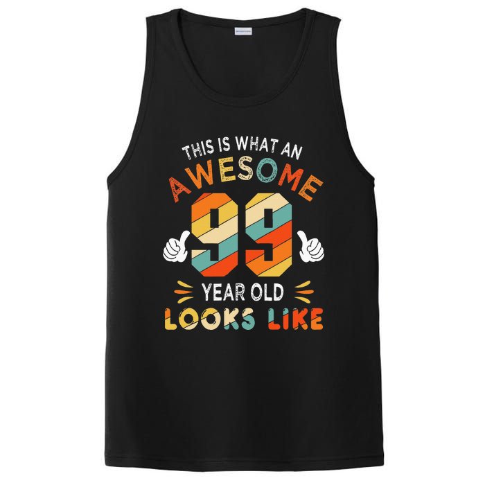 99th Birthday Gifts 99 Years Old looks Like Funny 99th Bday PosiCharge Competitor Tank