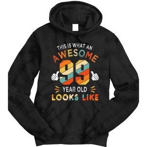 99th Birthday Gifts 99 Years Old looks Like Funny 99th Bday Tie Dye Hoodie