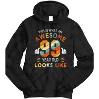 99th Birthday Gifts 99 Years Old looks Like Funny 99th Bday Tie Dye Hoodie