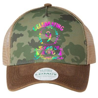 9 Birthday Girl 9 Years Old Birthday Gift Legacy Tie Dye Trucker Hat