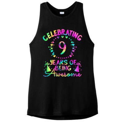 9 Birthday Girl 9 Years Old Birthday Gift Ladies PosiCharge Tri-Blend Wicking Tank