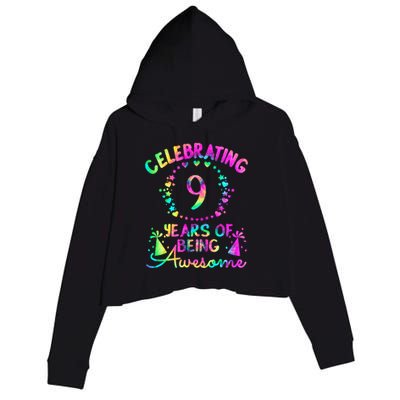 9 Birthday Girl 9 Years Old Birthday Gift Crop Fleece Hoodie