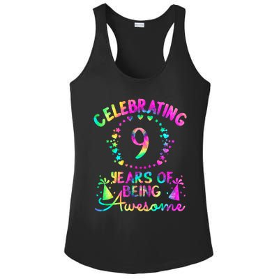 9 Birthday Girl 9 Years Old Birthday Gift Ladies PosiCharge Competitor Racerback Tank