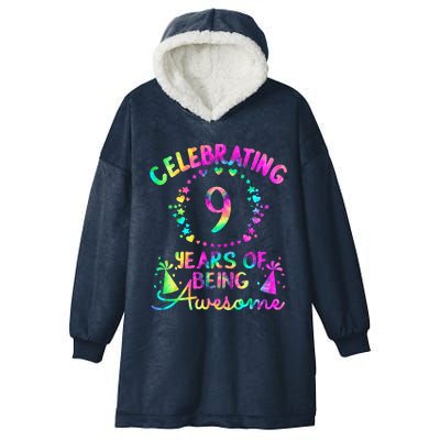 9 Birthday Girl 9 Years Old Birthday Gift Hooded Wearable Blanket