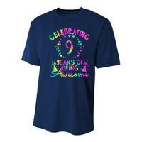 9 Birthday Girl 9 Years Old Birthday Gift Youth Performance Sprint T-Shirt