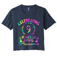 9 Birthday Girl 9 Years Old Birthday Gift Women's Crop Top Tee