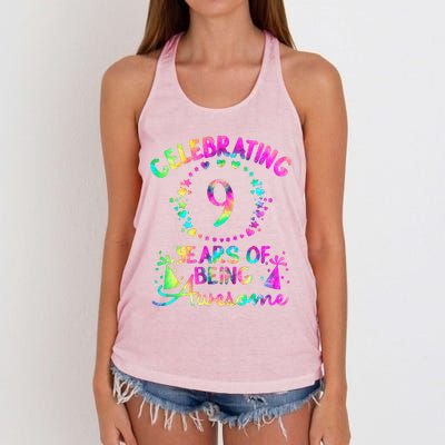 9 Birthday Girl 9 Years Old Birthday Gift Women's Knotted Racerback Tank