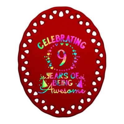 9 Birthday Girl 9 Years Old Birthday Gift Ceramic Oval Ornament