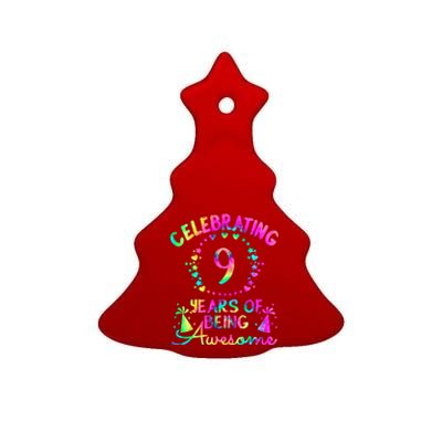 9 Birthday Girl 9 Years Old Birthday Gift Ceramic Tree Ornament