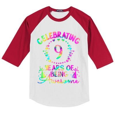 9 Birthday Girl 9 Years Old Birthday Gift Kids Colorblock Raglan Jersey