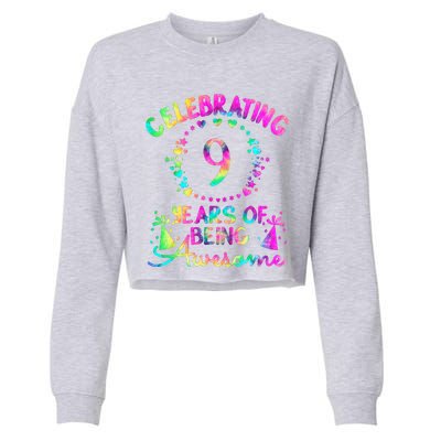 9 Birthday Girl 9 Years Old Birthday Gift Cropped Pullover Crew