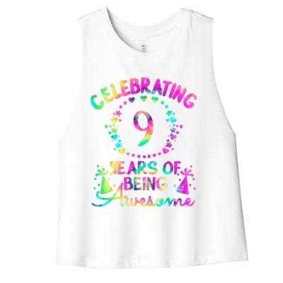 9 Birthday Girl 9 Years Old Birthday Gift Women's Racerback Cropped Tank