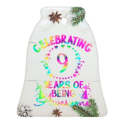 9 Birthday Girl 9 Years Old Birthday Gift Ceramic Bell Ornament