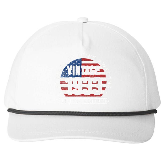 90th Birthday Gifts Vintage 1933 90 Years Old USA Flag Snapback Five-Panel Rope Hat