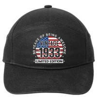 90th Birthday Gifts Vintage 1933 90 Years Old USA Flag 7-Panel Snapback Hat