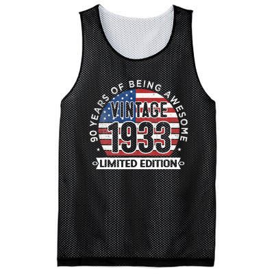 90th Birthday Gifts Vintage 1933 90 Years Old USA Flag Mesh Reversible Basketball Jersey Tank