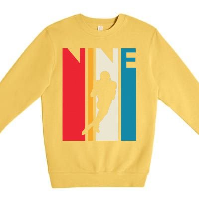 9th Birthday Gift Nine Vintage Football Birthday 9 Year Old Premium Crewneck Sweatshirt