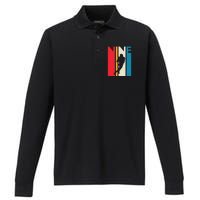 9th Birthday Gift Nine Vintage Football Birthday 9 Year Old Performance Long Sleeve Polo