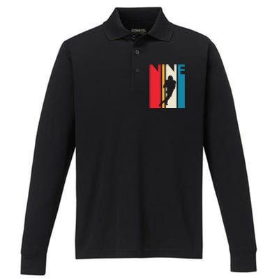 9th Birthday Gift Nine Vintage Football Birthday 9 Year Old Performance Long Sleeve Polo