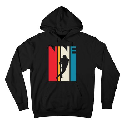 9th Birthday Gift Nine Vintage Football Birthday 9 Year Old Hoodie