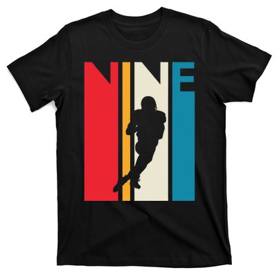 9th Birthday Gift Nine Vintage Football Birthday 9 Year Old T-Shirt