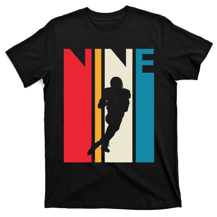 9th Birthday Gift Nine Vintage Football Birthday 9 Year Old T-Shirt