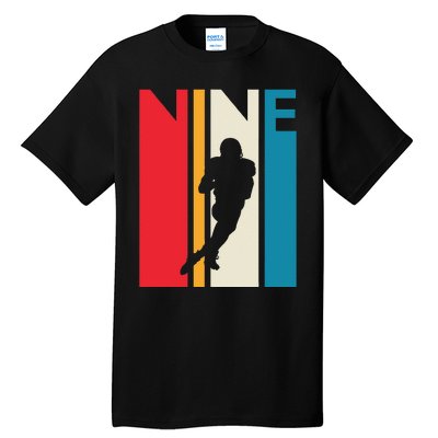 9th Birthday Gift Nine Vintage Football Birthday 9 Year Old Tall T-Shirt