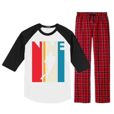 9th Birthday Gift Nine Vintage Football Birthday 9 Year Old Raglan Sleeve Pajama Set