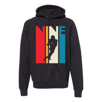 9th Birthday Gift Nine Vintage Football Birthday 9 Year Old Premium Hoodie