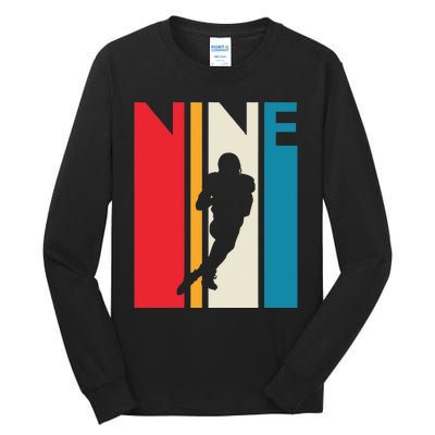 9th Birthday Gift Nine Vintage Football Birthday 9 Year Old Tall Long Sleeve T-Shirt