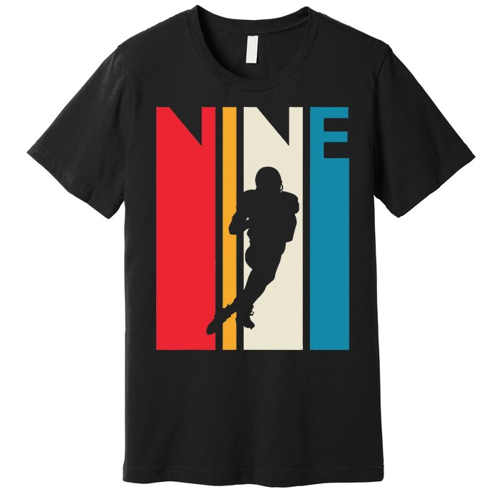 9th Birthday Gift Nine Vintage Football Birthday 9 Year Old Premium T-Shirt