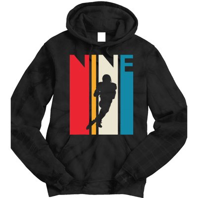 9th Birthday Gift Nine Vintage Football Birthday 9 Year Old Tie Dye Hoodie