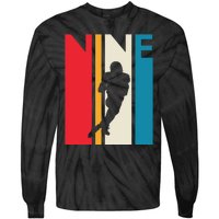 9th Birthday Gift Nine Vintage Football Birthday 9 Year Old Tie-Dye Long Sleeve Shirt