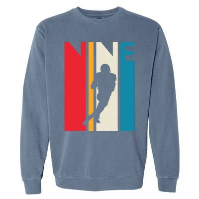 9th Birthday Gift Nine Vintage Football Birthday 9 Year Old Garment-Dyed Sweatshirt