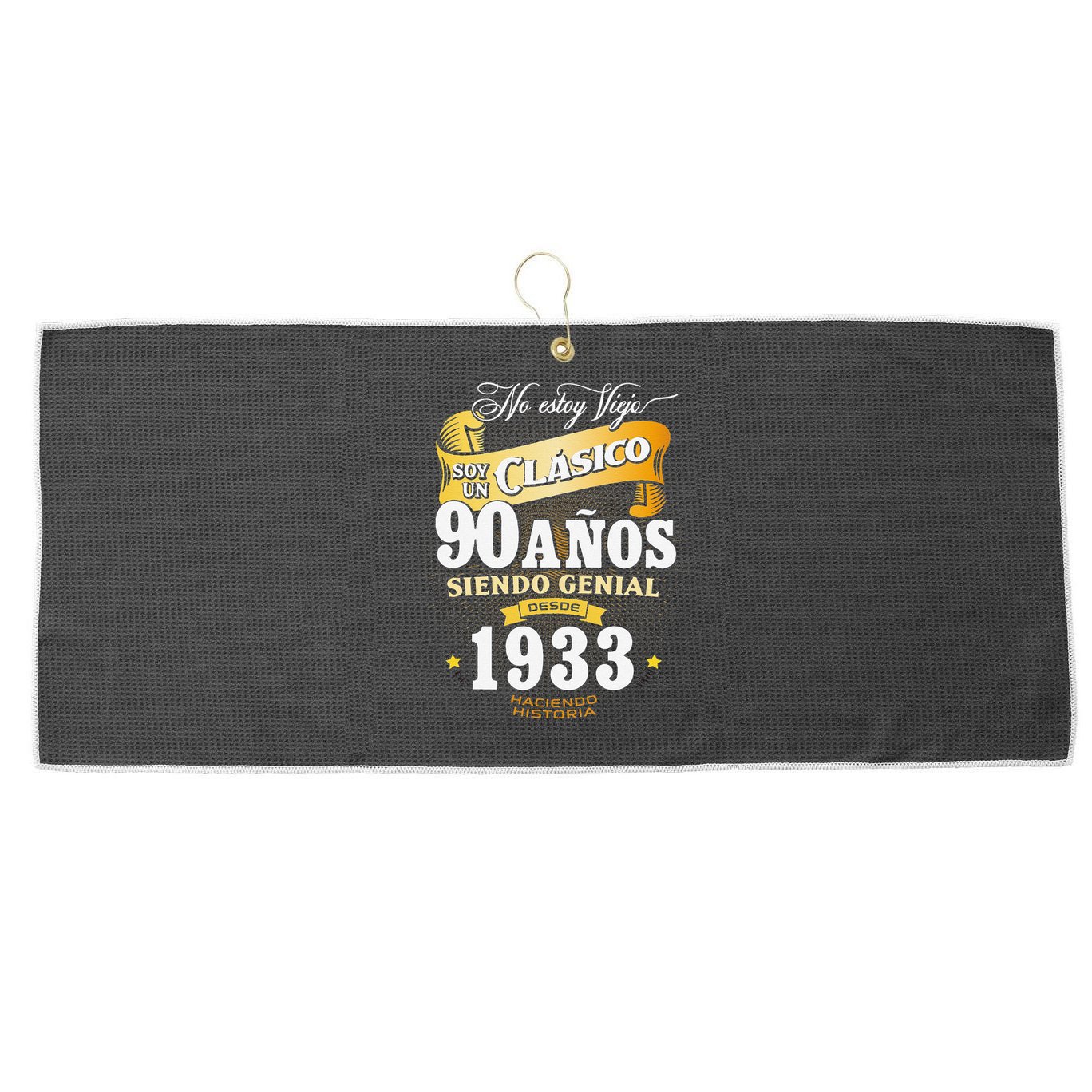 90th Birthday Gift For In Spanish Regalo Cumpleanos 90 Large Microfiber Waffle Golf Towel