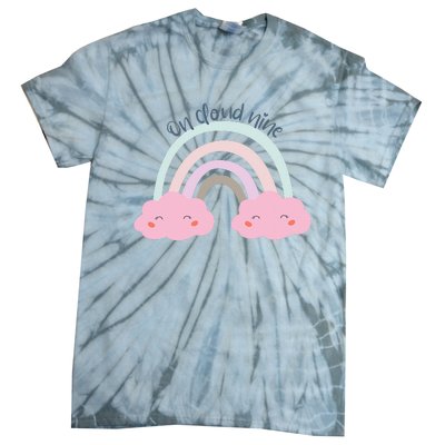 9th Birthday Girl Rainbow On Cloud Nine Tie-Dye T-Shirt