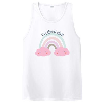 9th Birthday Girl Rainbow On Cloud Nine PosiCharge Competitor Tank