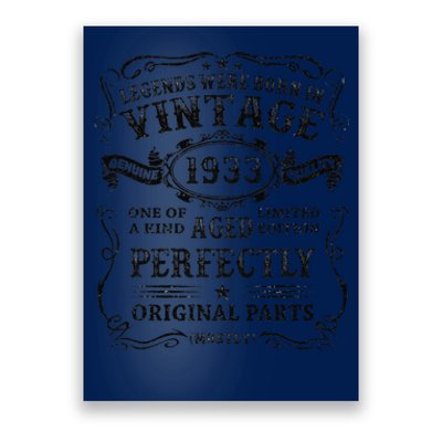 90th Birthday Gifts Legends Born In 1933 Vintage 90 Year Old Poster