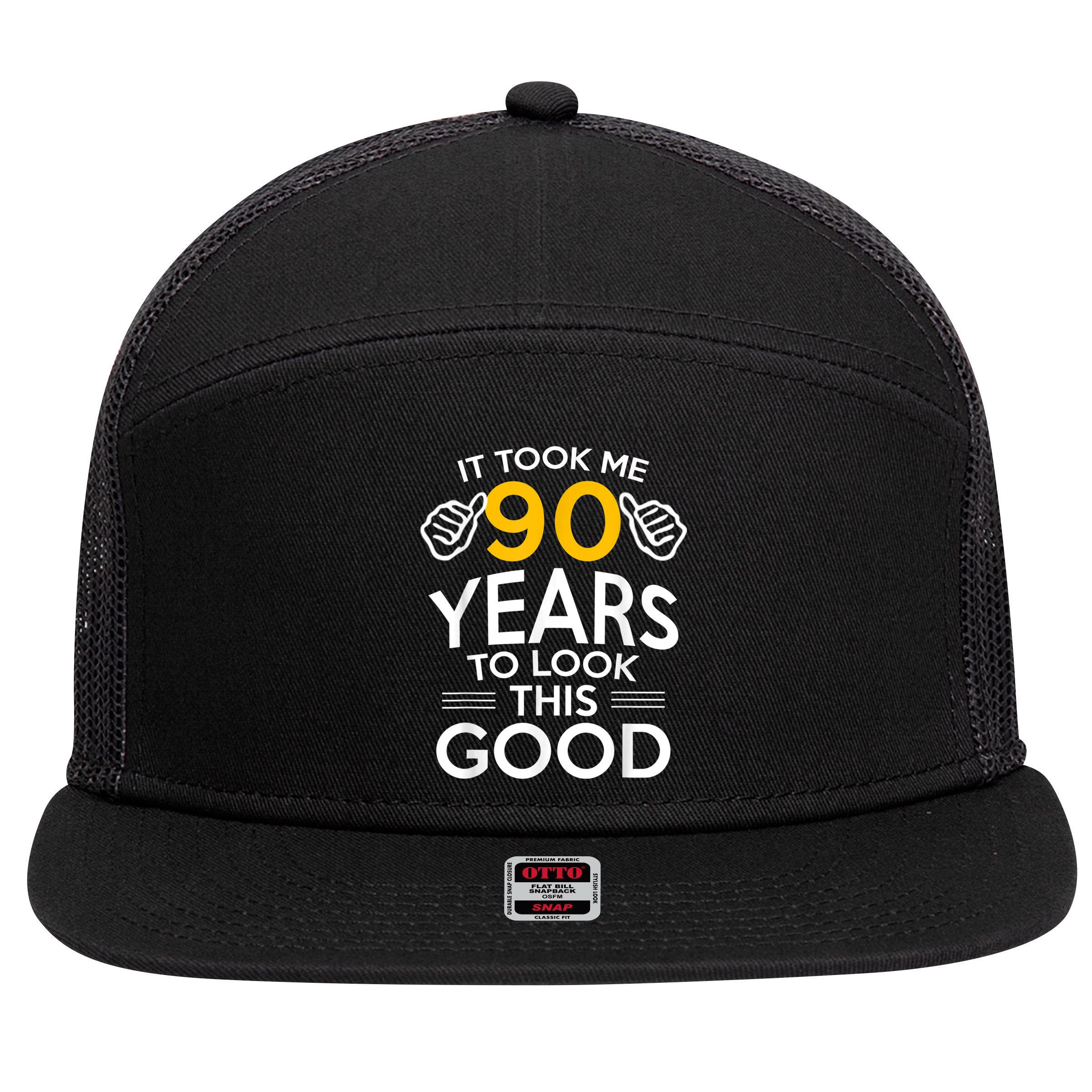 90th Birthday Gift, Took Me 90 Years - 90 Year Old Shirt 7 Panel Mesh Trucker Snapback Hat