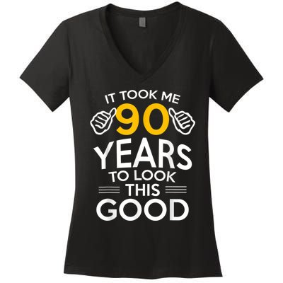 90th Birthday Gift, Took Me 90 Years - 90 Year Old Shirt Women's V-Neck T-Shirt