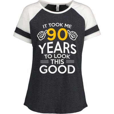 90th Birthday Gift, Took Me 90 Years - 90 Year Old Shirt Enza Ladies Jersey Colorblock Tee