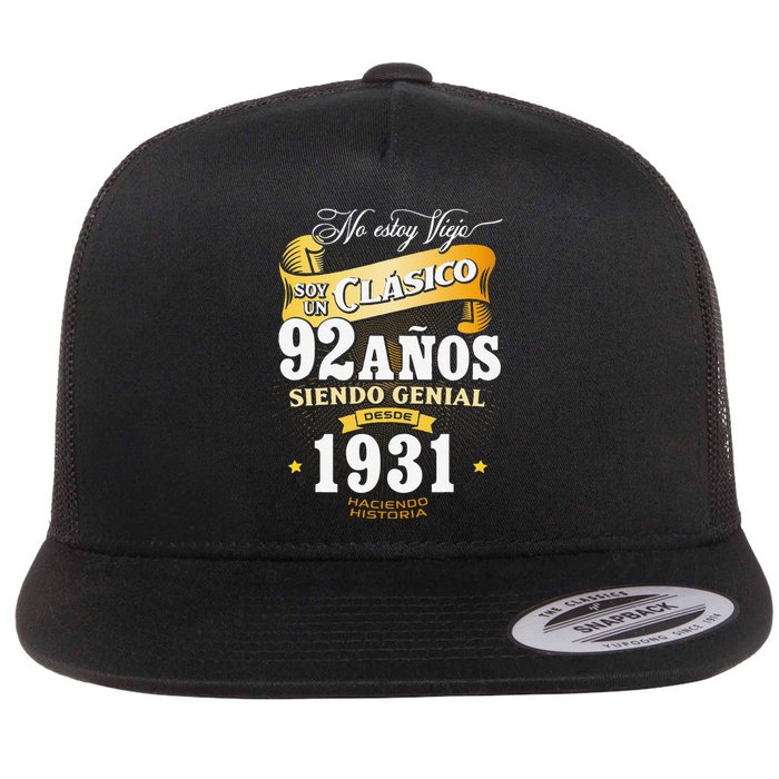 92nd Birthday Gift For In Spanish Regalo Cumpleanos 92 Flat Bill Trucker Hat