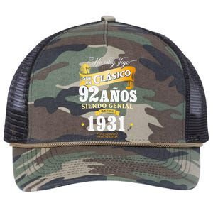 92nd Birthday Gift For In Spanish Regalo Cumpleanos 92 Retro Rope Trucker Hat Cap